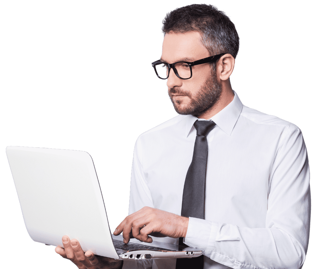 Impresoras Láser vs. Impresoras Multifuncionales: ¿Cuál Elegir? persona trabajando con su laptop
